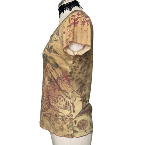 VTG Y2K 90's Xcit U.S.A Floral Rose Bedazzled Baby Tee - Picture 8 of 12